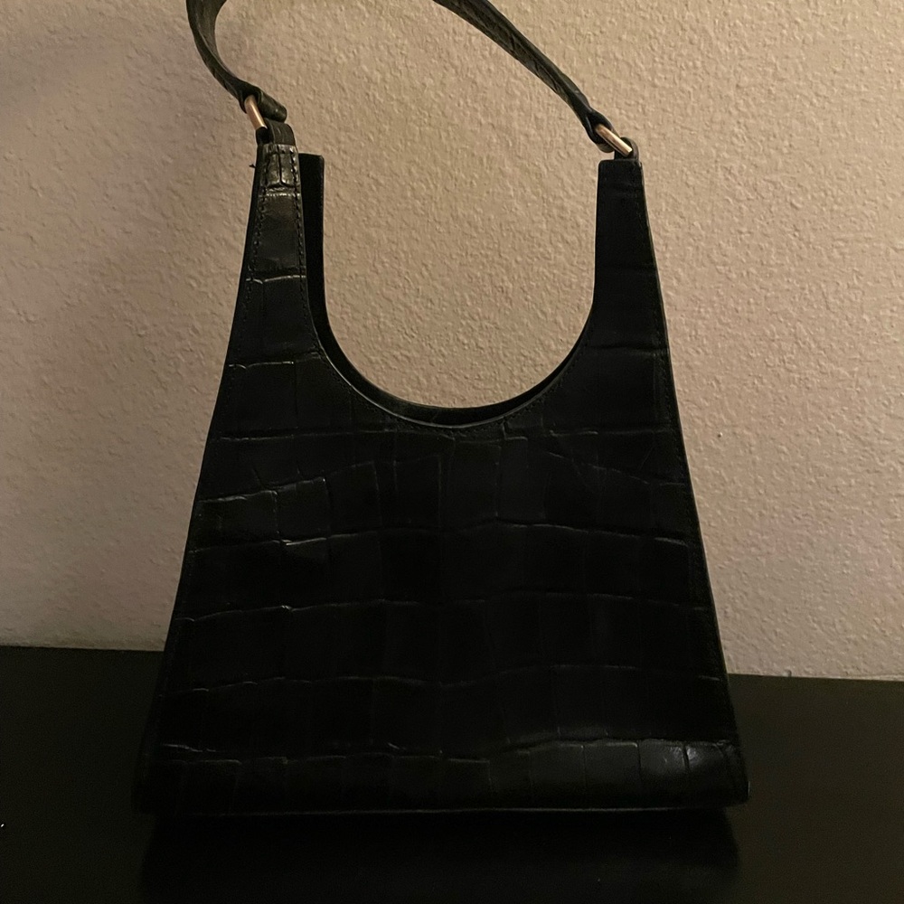 STAUD Black Croc-Embossed Shoulder Bag - Picture 4 of 8